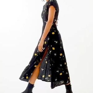 UO Lindsay Cap Sleeve Open Back Midi Dress